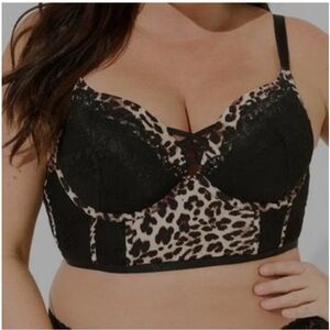 Torrid Black and Leopard Print Lace Bra nwot size 42DD